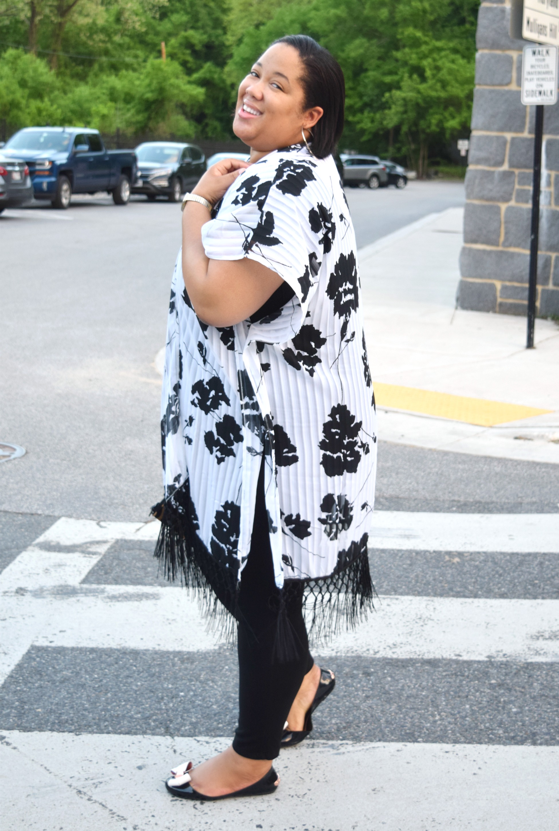 Black & White Floral Kimono