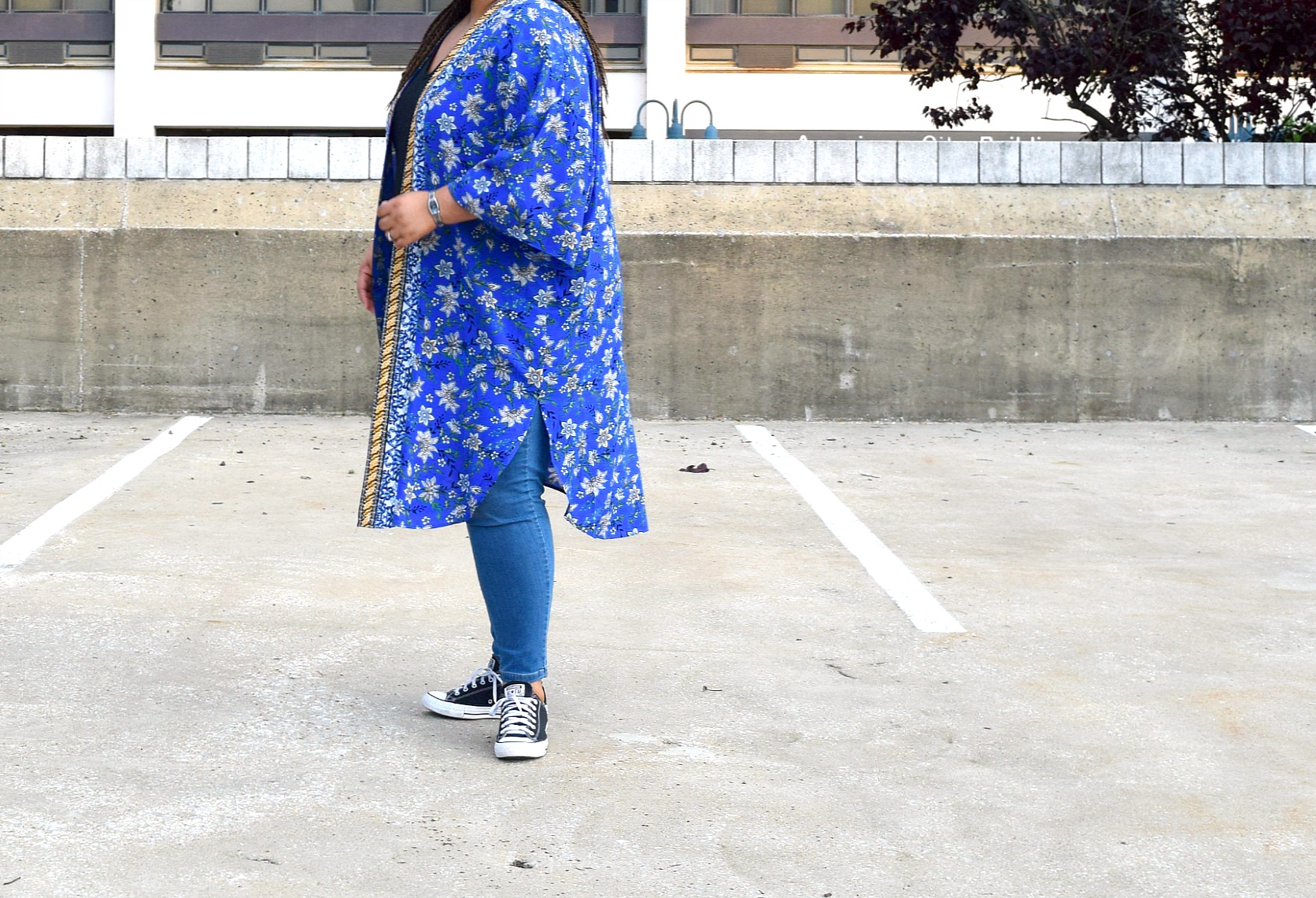  Blue Floral Kimono OOTD