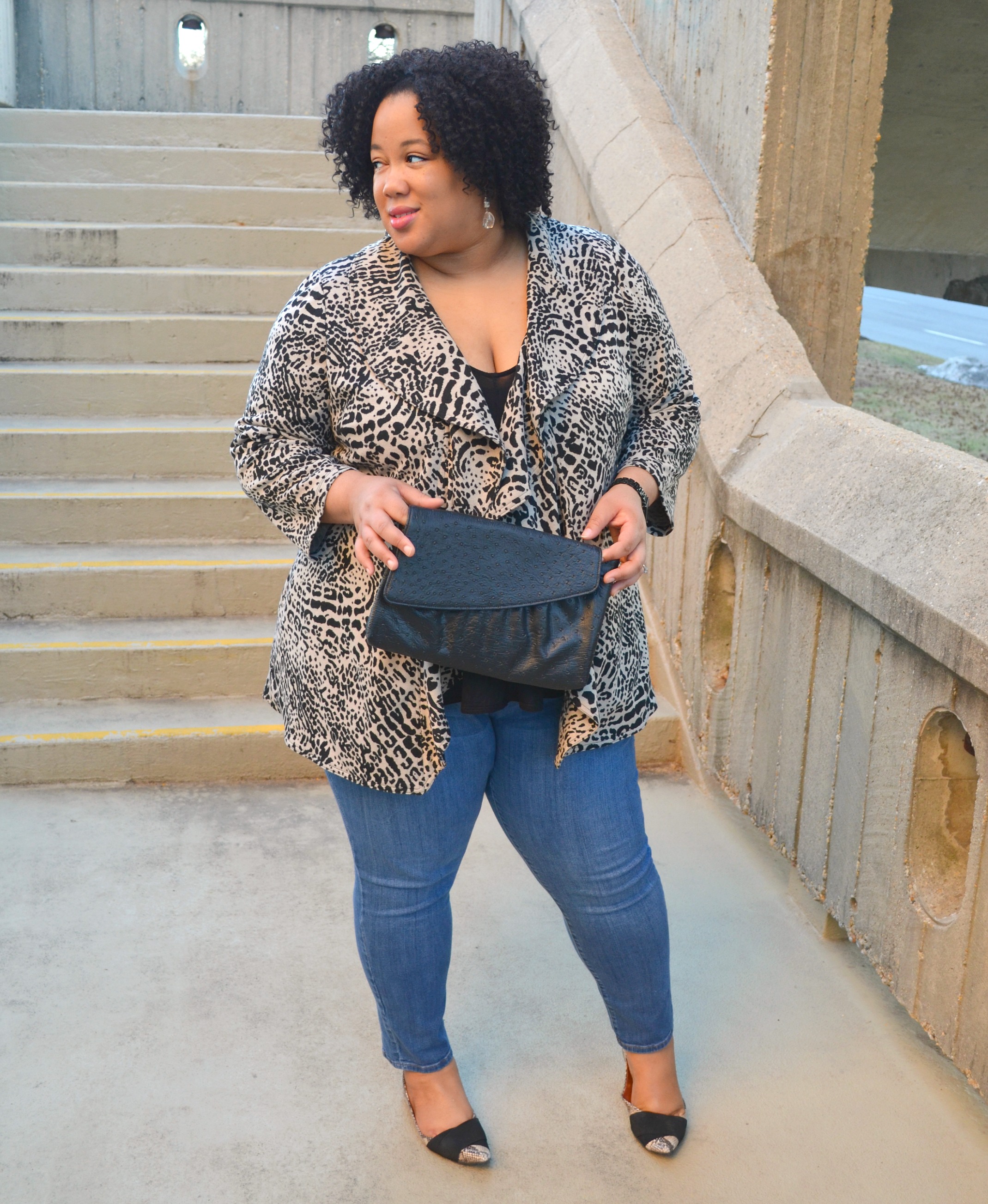 Denim and Animal Print Outfit